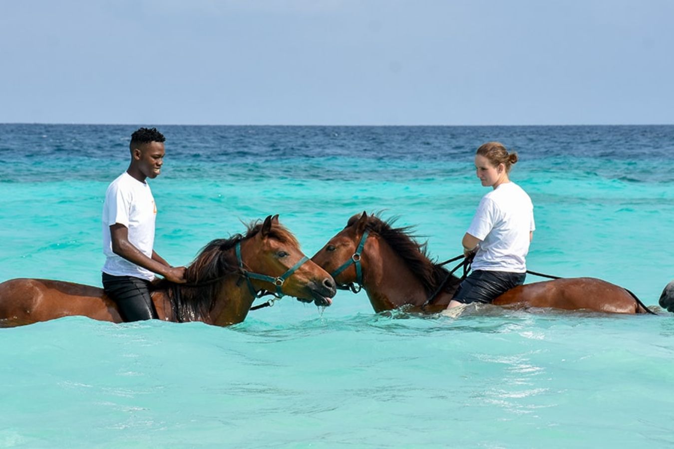 Horse riding in the sea